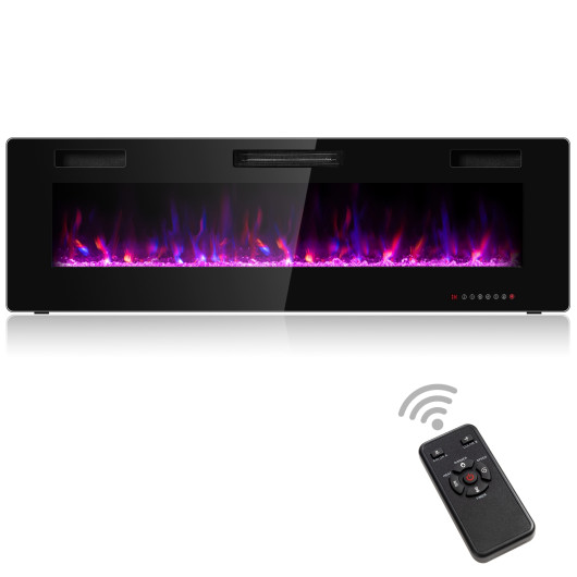60 Inch Wall-Mounted Electric Fireplace with Adjustable Flame Settings