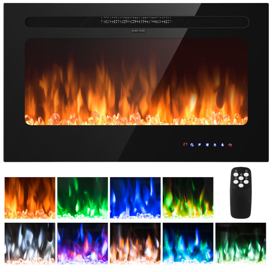 36 Inch Wall Mounted Electric Fireplace with Timer and Heater