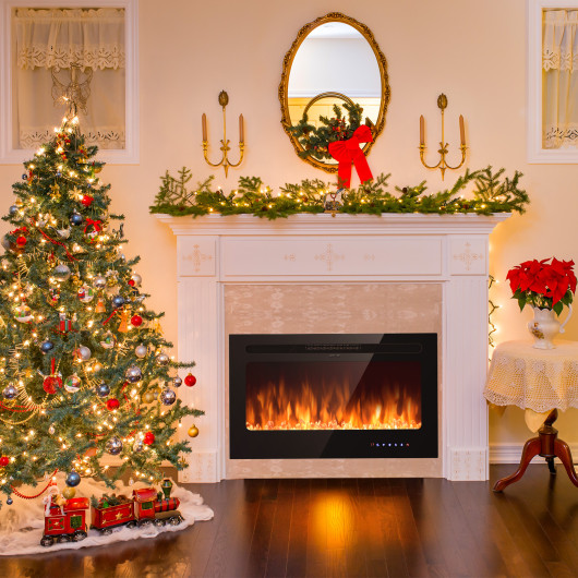 36 Inch Wall Mounted Electric Fireplace with Timer and Heater