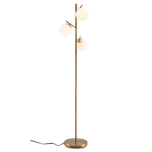 Golden 3-Globe Floor Lamp with Weighted Base and Foot Switch