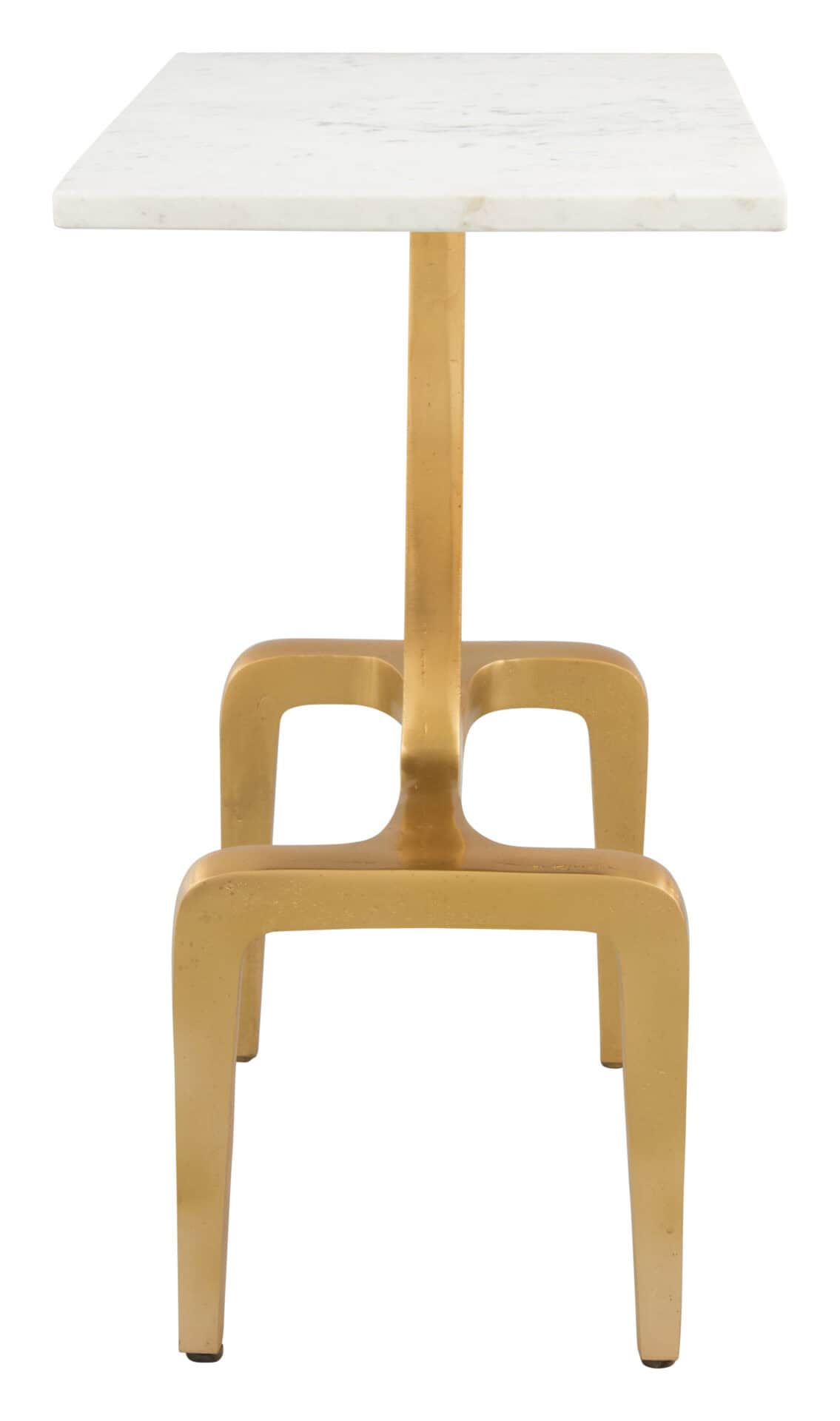 White and Gold End Table with Bold Modern Design - Image 3
