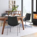 Black Faux Leather Dining Chair with Stainless Steel Legs (Set of 2)