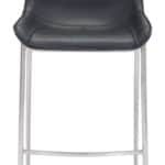 Black Faux Leather Barstool with Brushed Steel Legs (Set of 2)