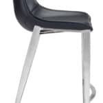 Black Faux Leather Counter Stool with Stainless Steel Legs (Set of 2)