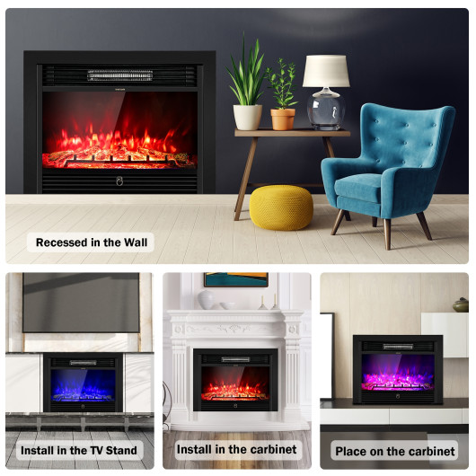 28.5 Inch Electric Fireplace with Adjustable Heat and Flame Colors