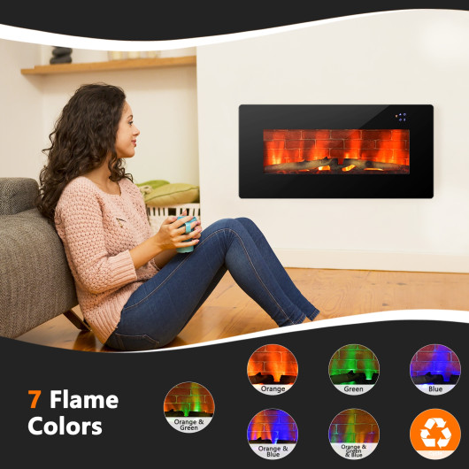 36 Inch Wall Mounted Electric Fireplace with Remote Control