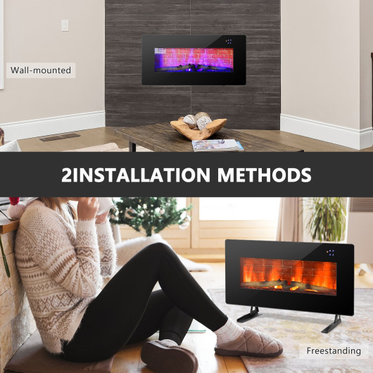 36 Inch Wall Mounted Electric Fireplace with Remote Control