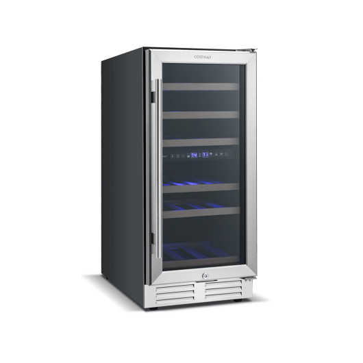 Dual Zone 30-Bottle Wine Cooler with Temperature Memory - Silver - Image 4