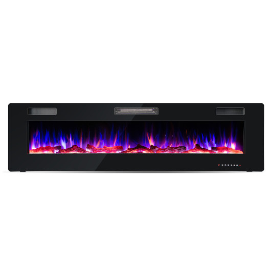 68 Inch Wall Mounted Electric Fireplace with Multicolor Flames