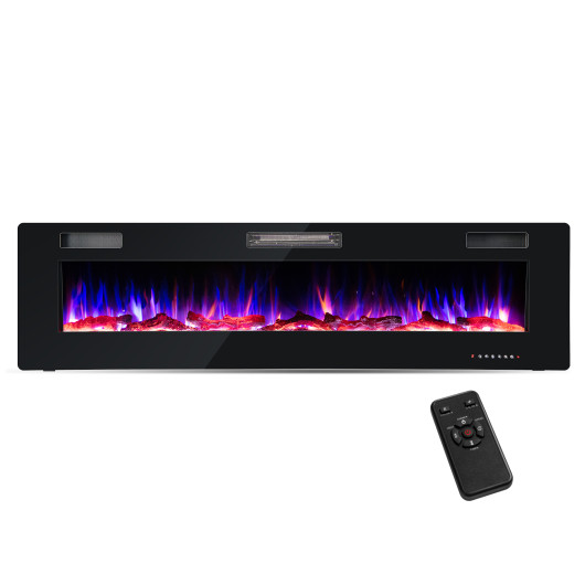 68 Inch Wall Mounted Electric Fireplace with Multicolor Flames