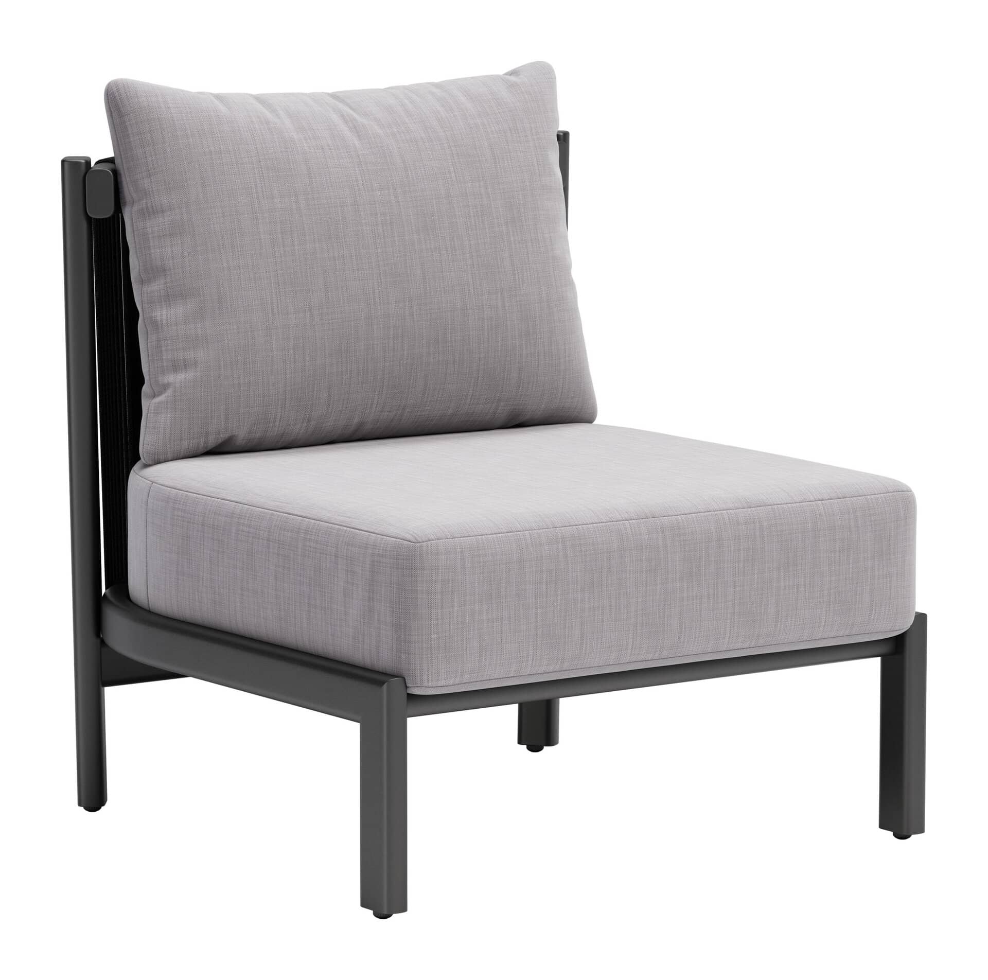 Gray Accent Chair with Washable Cushion, Aluminum Legs, and Rubber Feet