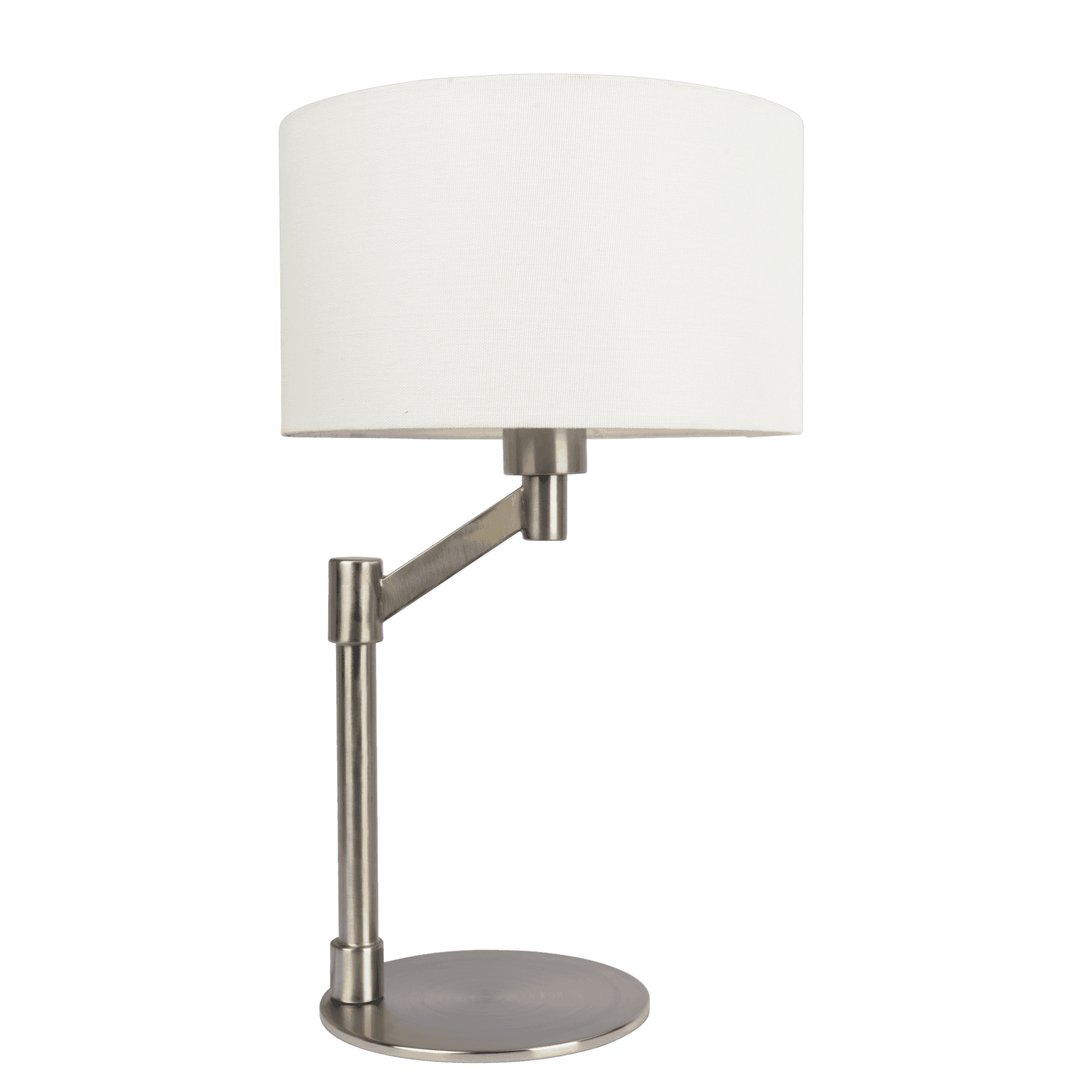 White Brushed Nickel Table Lamp with Curved Base and Shade