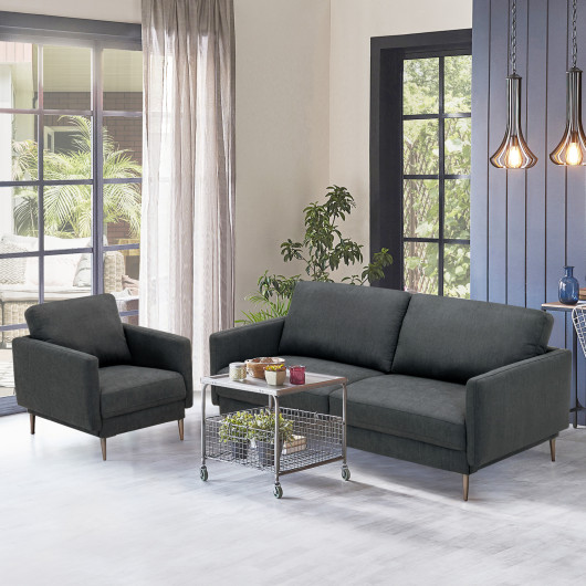 Modern Two-Seat Fabric Loveseat with Cushions for Small Spaces
