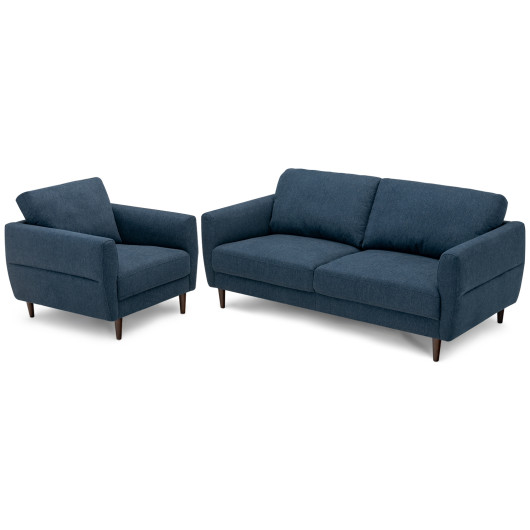 Mid Century Modern 72 Inch Fabric Loveseat Sofa with Wood Legs
