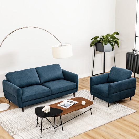Mid Century Modern 72 Inch Fabric Loveseat Sofa with Wood Legs