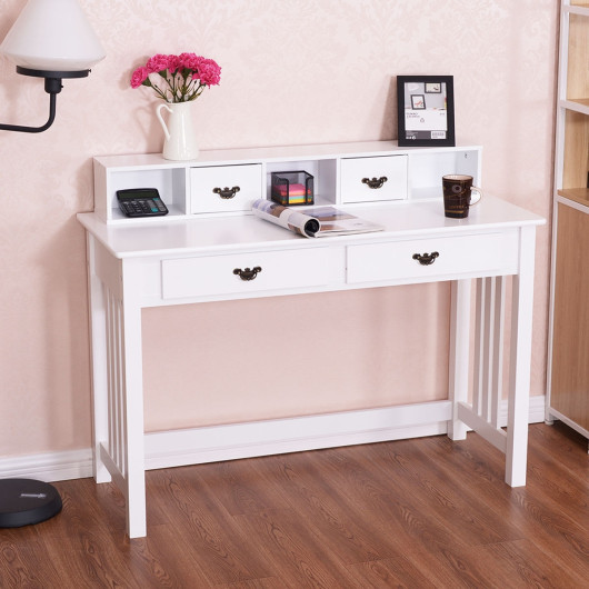 Modern Home Office Desk with 4 Drawers and Removable Organizer