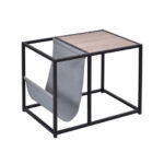 Metal End Table with Magazine Organizer and Storage Spaces