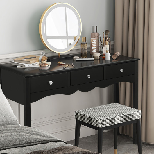 Modern Black Console Table with 3 Drawers for Entryway