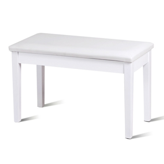Solid Wood PU Leather Padded Piano Bench with Storage Compartment