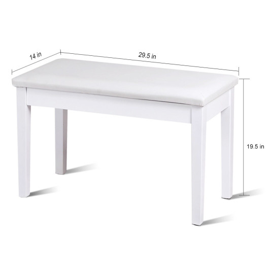 Solid Wood PU Leather Padded Piano Bench with Storage Compartment