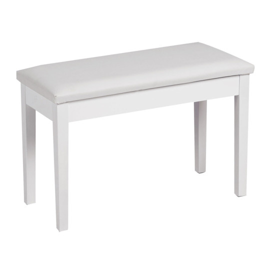 Solid Wood PU Leather Padded Piano Bench with Storage Compartment