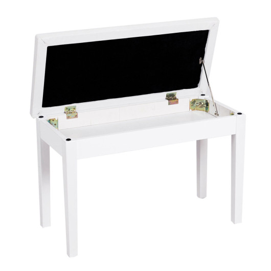Solid Wood PU Leather Padded Piano Bench with Storage Compartment