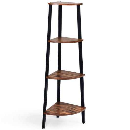 Industrial 4 Tier Corner Shelf Space-Saving Metal Storage Rack - Image 3