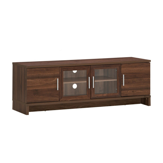 Walnut TV Stand for 70-Inch Screens with Adjustable Shelf