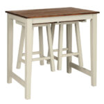 Space-Saving Counter Height Pub Table with 2 Stools (Set of 3)