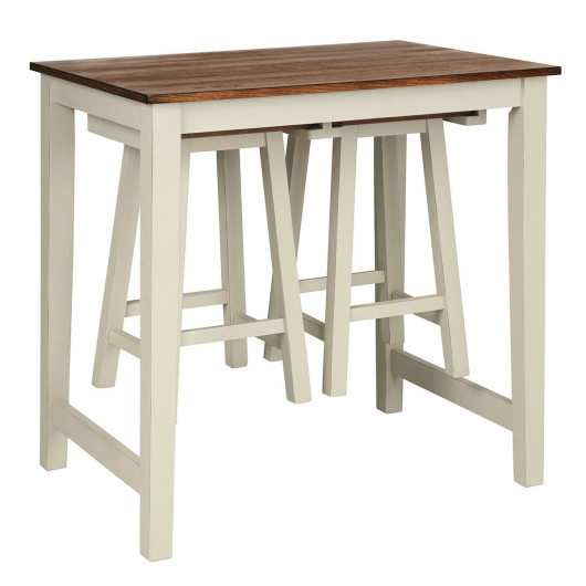 Space-Saving Counter Height Pub Table with 2 Stools (Set of 3) - Image 3
