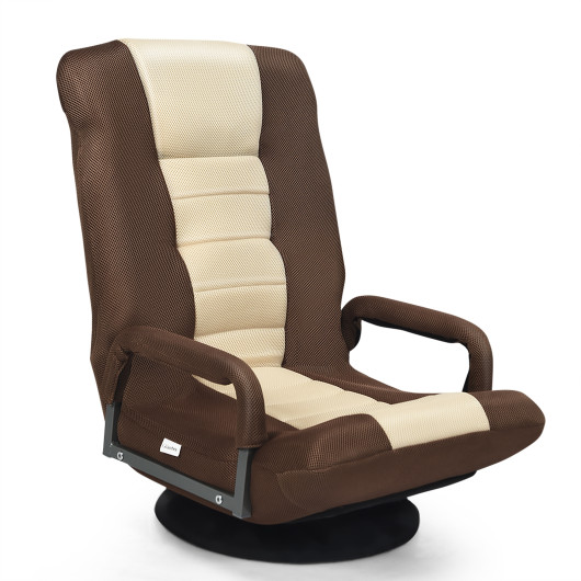 Adjustable 360° Swivel Folding Gaming Floor Chair with Armrests - Image 3