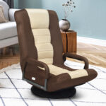 Adjustable 360° Swivel Folding Gaming Floor Chair with Armrests