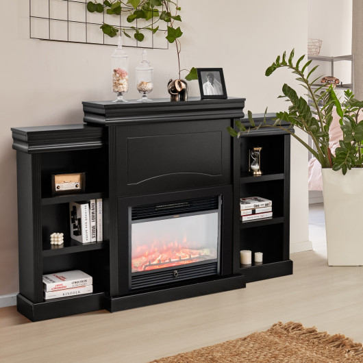 70 Inch Fireplace Media Console with Shelves and Bookcase - Image 6