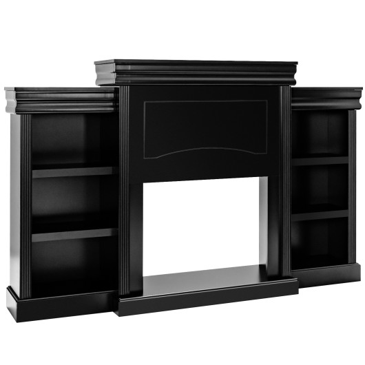 70 Inch Fireplace Media Console with Shelves and Bookcase - Image 3