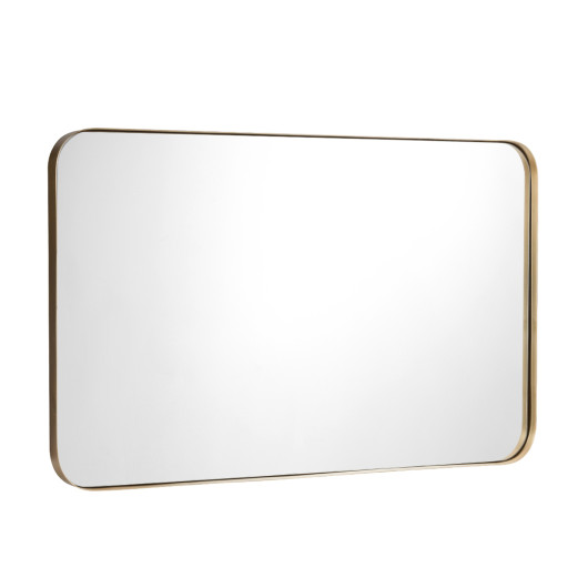 Wall-Mounted Rectangular Mirror with Metal Frame Rounded Corners