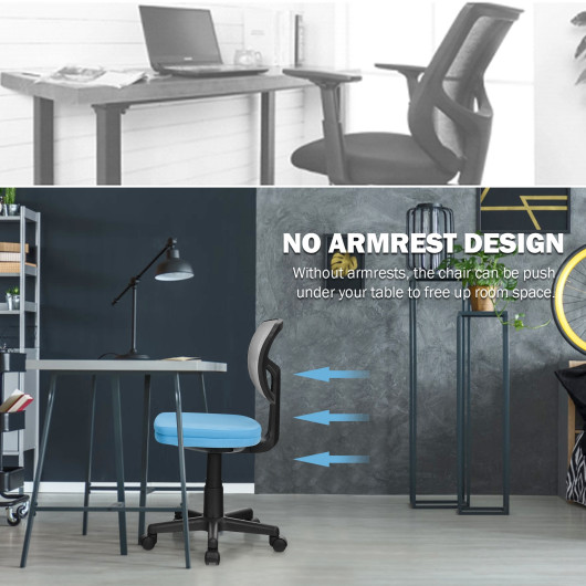 Adjustable Armless Mesh Office Chair with Wheels for Home
