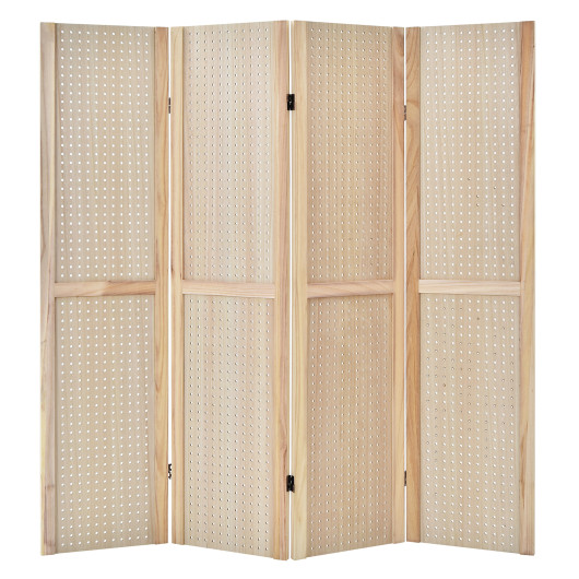 Foldable 5 ft Pegboard Room Divider Privacy Screen (4 Panels)