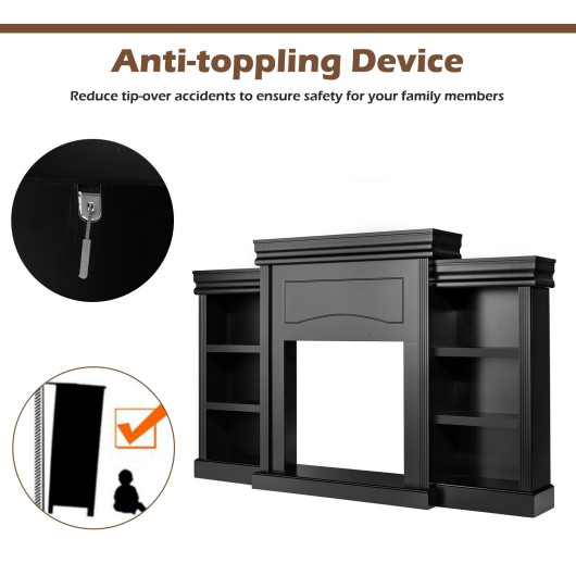 70 Inch Fireplace Media Console with Shelves and Bookcase - Image 5