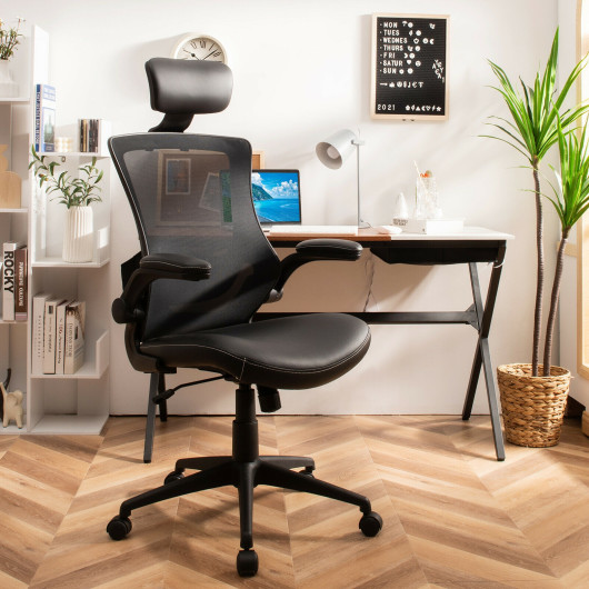 Ergonomic Office Chair with Lumbar Support and Flip-Up Arms