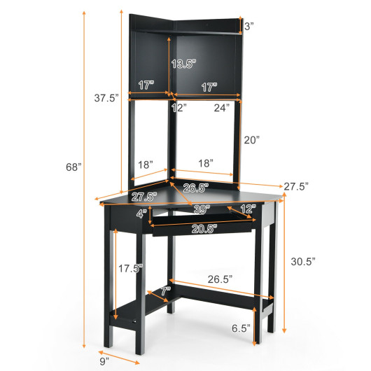 Corner Desk with Hutch, Shelves, and Space-Saving Design