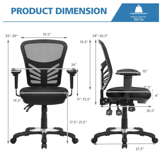 Ergonomic Mesh Office Chair with Adjustable Height and Armrests