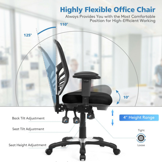 Ergonomic Mesh Office Chair with Adjustable Height and Armrests