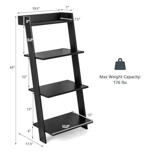 4-Tier Ladder Shelf with Stable Frame and Anti-Tip Protection