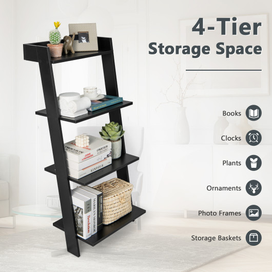 4-Tier Ladder Shelf with Stable Frame and Anti-Tip Protection