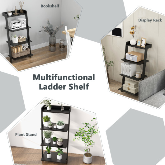 4-Tier Ladder Shelf with Stable Frame and Anti-Tip Protection