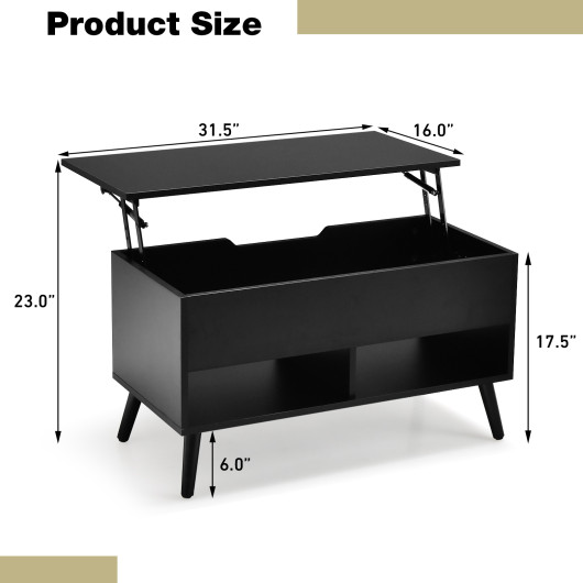 Lift Top Coffee Table with Hidden Compartment and Storage Shelves - Image 5