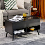 Lift Top Coffee Table with Hidden Compartment and Storage Shelves