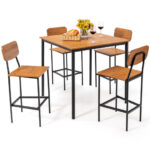 Industrial Counter Height Dining Table with Bar Stools (Set of 5)