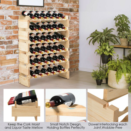 Stackable Wooden Wine Rack for 36 Bottles Wobble-Free Design - Image 6