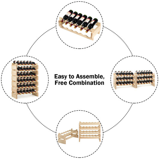 Stackable Wooden Wine Rack for 36 Bottles Wobble-Free Design - Image 7